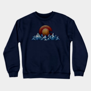 Colorado Flag Mountains Geometric Design Crewneck Sweatshirt